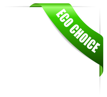 Eco choice green corner ribbon, vector design element on white backgroundのイラスト素材