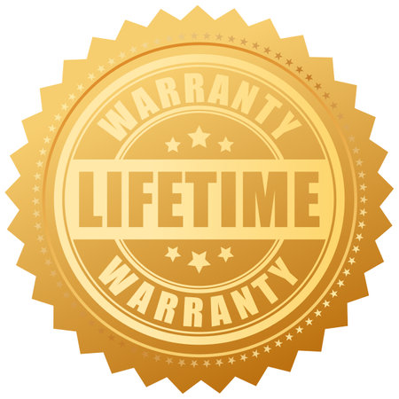 Lifetime warranty gold vector seal isolated on white backgroundのイラスト素材