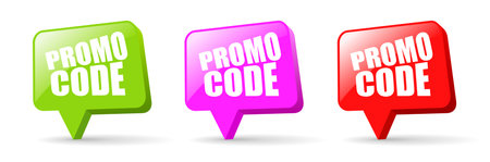 Promo code web icons set on white backgroundのイラスト素材