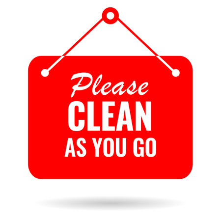 Please clean as you go vector sign on white backgroundのイラスト素材