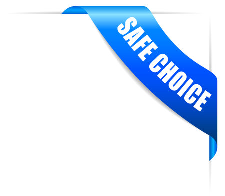 Safe choice corner ribbon, vector cartoon on white backgroundのイラスト素材