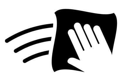 Hand with wet cleaning wipe vector icon on white backgroundのイラスト素材