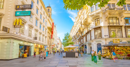 Vienna, Austria - 27 May, 2022: Central Carinthian Street (Karntner strasse) in Wien old townのeditorial素材
