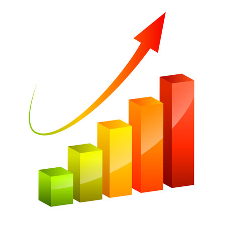 Rising financial diagram, growth chart vector illustrationのイラスト素材