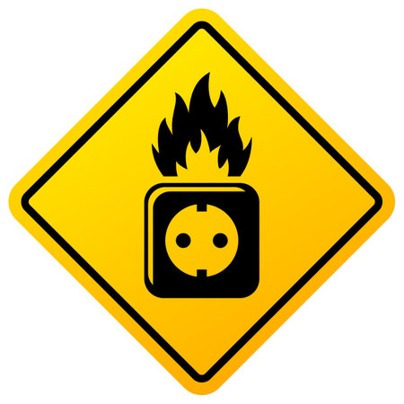 Fire safety warning sign, prevent electrical fires in your homeのイラスト素材