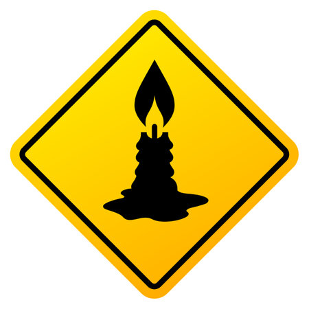 Fire safety sign, never leave candles unattended, vector illustration on white backgroundのイラスト素材