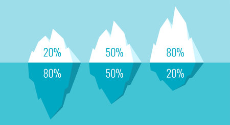 Iceberg diagram, infographics web design elements for statistic presentationのイラスト素材