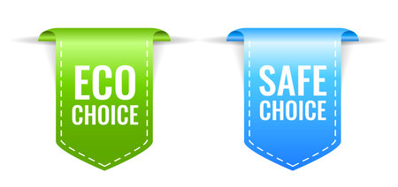 Eco product label, safe choice ribbon on white backgroundのイラスト素材