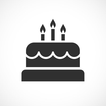 Birthday cake vector icon, holiday pie sign on white backgroundのイラスト素材