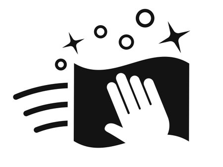 Hand with wipe icon, home cleaning symbol isolated on white backgroundのイラスト素材