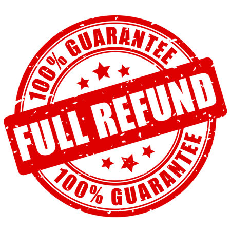 Full refund guarantee red business stamp on white backgroundのイラスト素材
