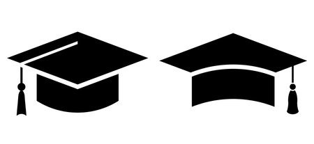 Academic mortarboard hat, school graduation symbolのイラスト素材