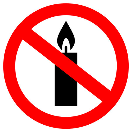 No burning candles allowed vector sign on white backgroundのイラスト素材