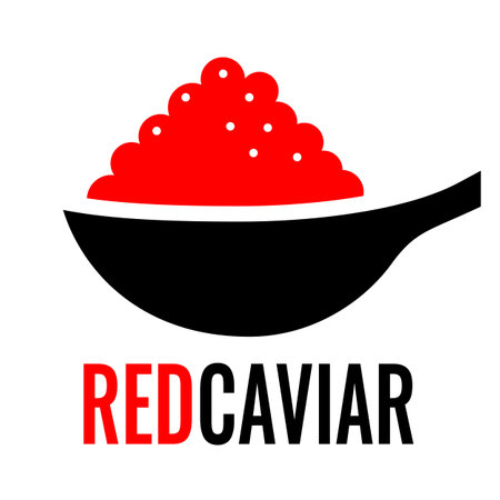 Red caviar spoon vector icon isolated on white backgroundのイラスト素材