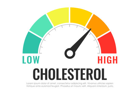 Cholesterol meter icon, high level indicator isolated on white backgroundのイラスト素材