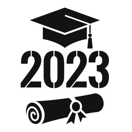 Graduation 2023 vector educational symbol on white backgroundのイラスト素材