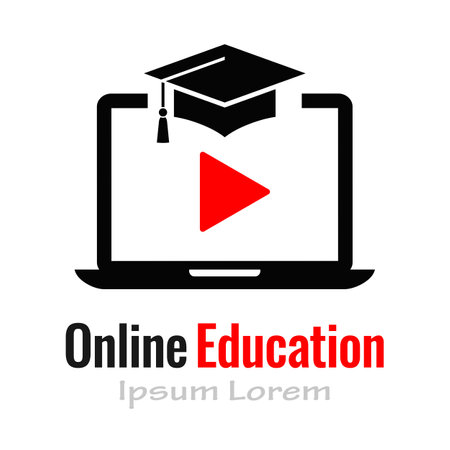 Online education vector poster design isolated on white backgroundのイラスト素材