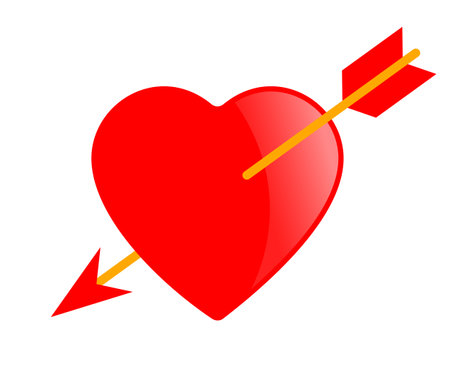 Heart with arrow vector icon, love symbol on white backgroundのイラスト素材