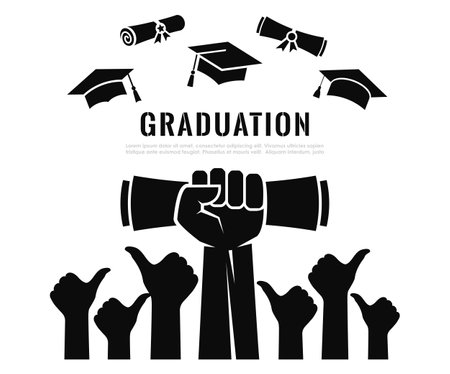Graduation poster, abstract education design on white backgroundのイラスト素材