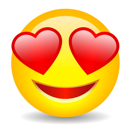 Emoji in love vector cartoon on white backgroundのイラスト素材