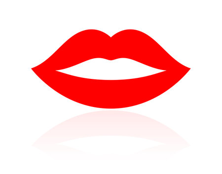 Red lips vector icon isolated on white backgroundのイラスト素材