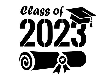 Class of 2023 graduation icon isolated on white backgroundのイラスト素材
