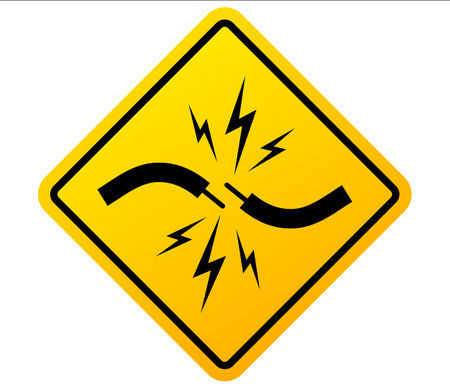 Short circuit warning vector sign on white backgroundのイラスト素材