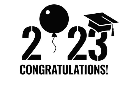 Congratulations education sign, 2023 graduation symbol on white backgroundのイラスト素材