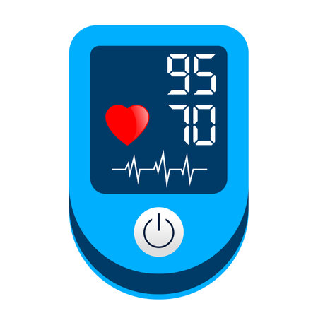 Pulse oximeter vector icon, portable finger device on white backgroundのイラスト素材