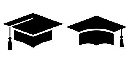 Academic graduation hat, mortarboard icon isolated on white backgroundのイラスト素材