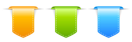 Blank vector bookmark ribbons, web design elements on white backgroundのイラスト素材