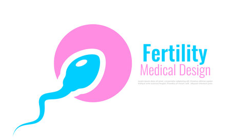 Fertility icon with sperm, abstract medical design on white backgroundのイラスト素材
