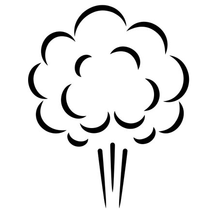 Smoke stack icon, steam puff vector cartoon on white backgroundのイラスト素材
