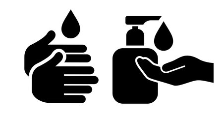 Wash and sanitize your hands vector icon on white backgroundのイラスト素材