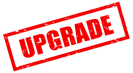 Upgrade rectangular grunge stamp on white backgroundのイラスト素材