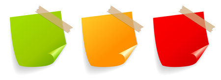 Blank sqaure sticker, vector note papers isolated on white backgroundのイラスト素材