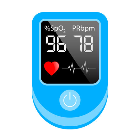 Finger pulse oximeter,  oxygen saturation meter on white backgroundのイラスト素材