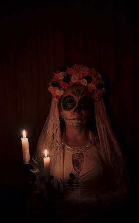 Model make up as a Day of dead celebrationの写真素材