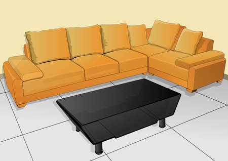 seats are plush sofas and tablesのイラスト素材