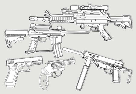 gun outlineのイラスト素材