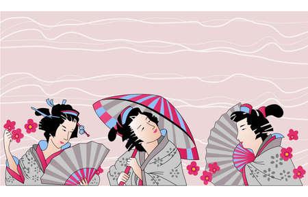 Traditional Japanese womanのイラスト素材