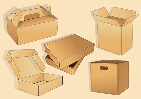  Cardboard Boxのイラスト素材