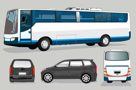  mini bus and busのイラスト素材