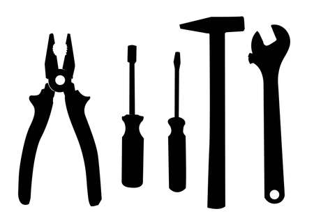 silhouette of the tools work のイラスト素材
