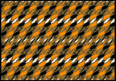 batik patterned birdsのイラスト素材
