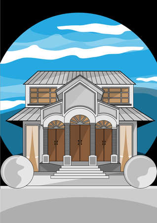 front view of luxury homeのイラスト素材
