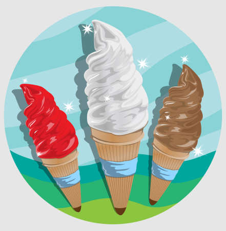 three flavors of ice creamのイラスト素材