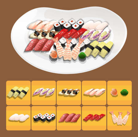 sushi Japanese food is very tastyのイラスト素材