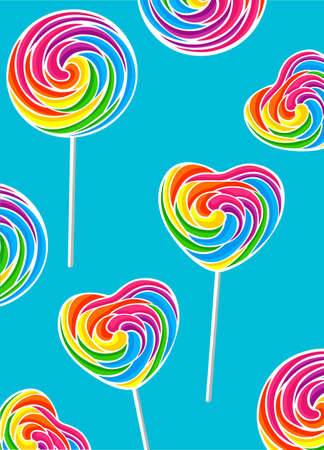 rainbow colored lollipops which are delicious most loved by childrenのイラスト素材