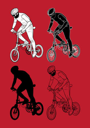 while riding a folding bikeのイラスト素材